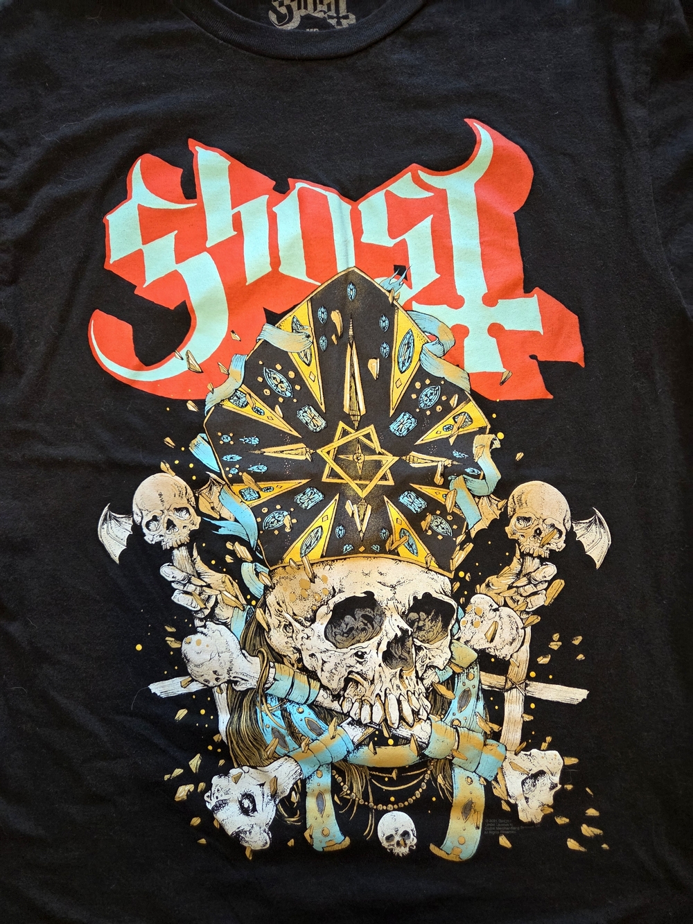 Ghost Band Graphic T-Shirt Skull Occult Black Men’s Medium